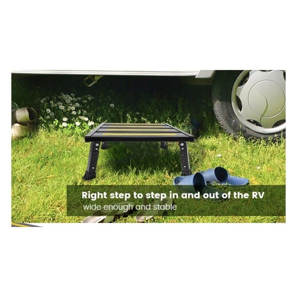 Adjustable Height Aluminum RV Step Stool Stable Foldable Platform Support 1k lbs - Picture 10 of 16